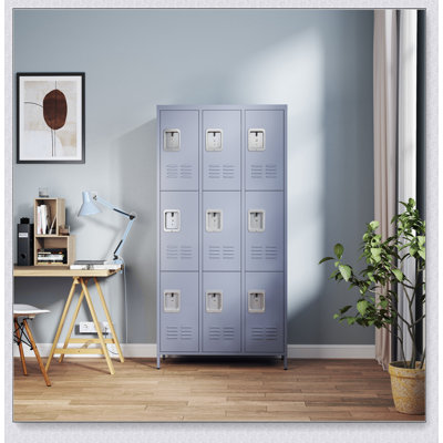 9 casiers en métal H 72 po avec serrure pour employés, école, bureau, salle de sport, chambre à coucher