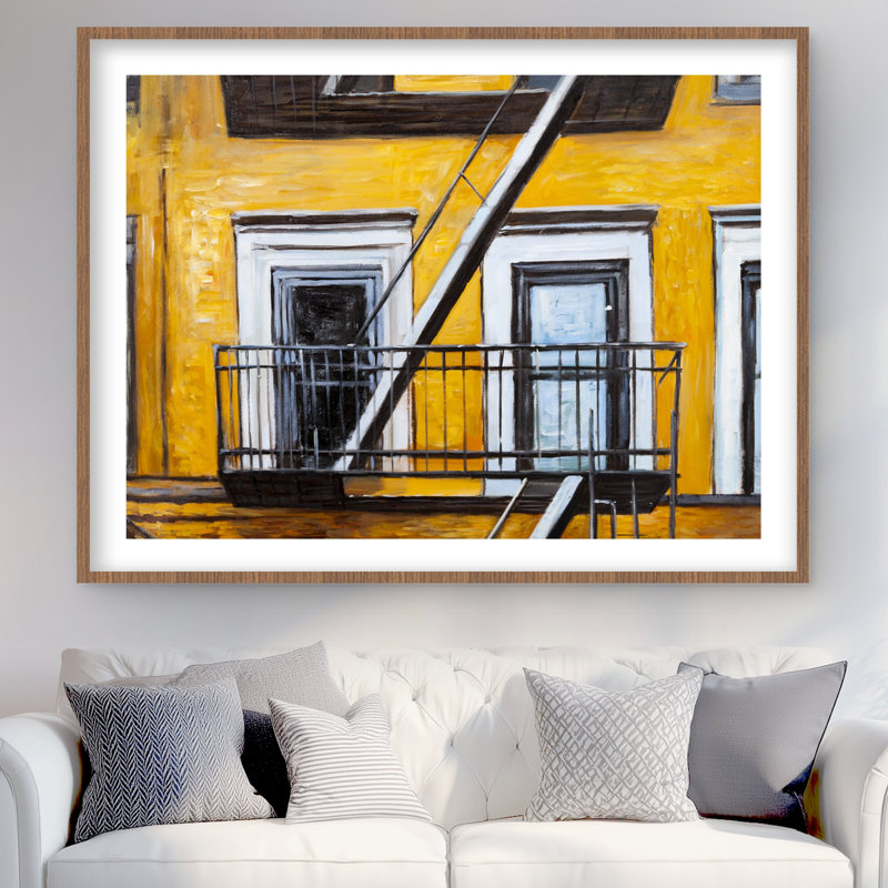 «Building Old Fire Escape» - Reproduction d'architecture contemporaine, H 48 po x l 36 po