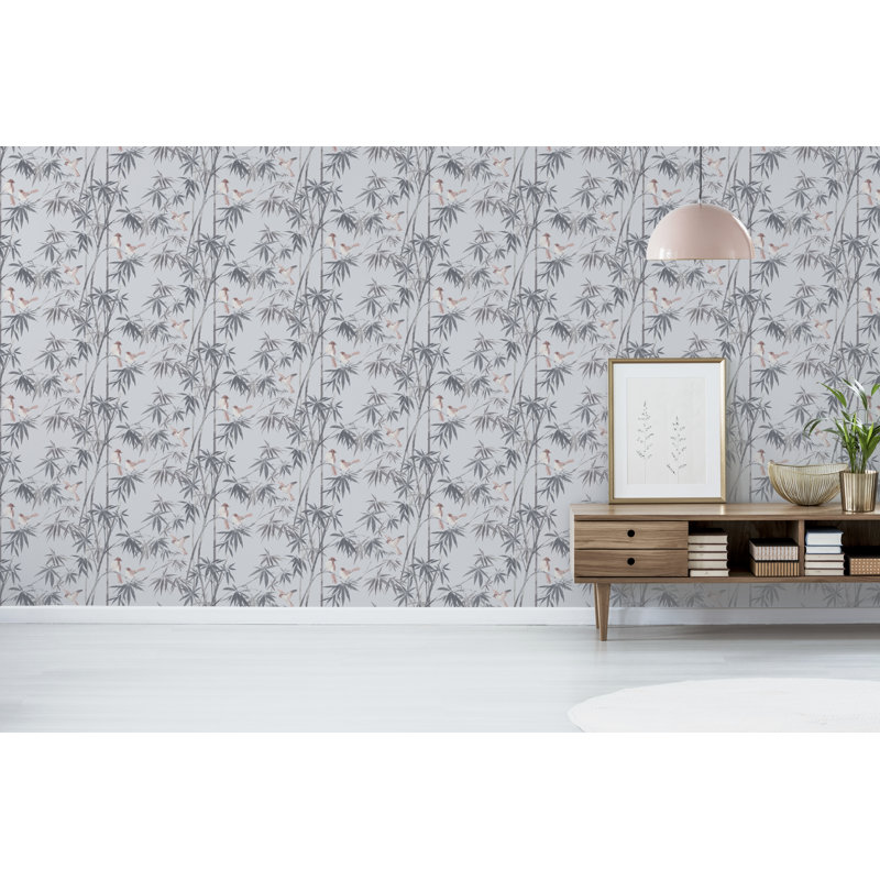 Rouleau de papier peint oiseaux et bambou