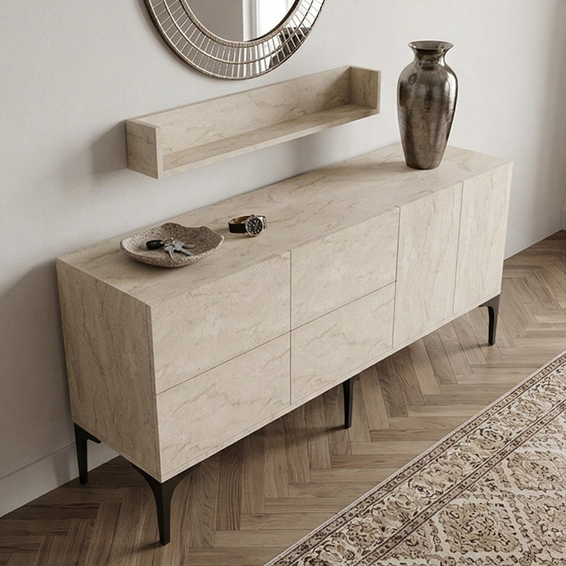 Ensemble de console murale 71 "et tablettes assorties 39" Jasper, Travertine