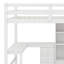 Lit mezzanine double avec bureau et tiroirs, armoire et escalier de rangement-387098187