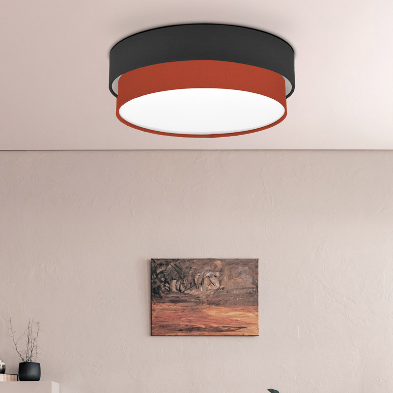 Elanaz Flush Mount, Black, Brick Red