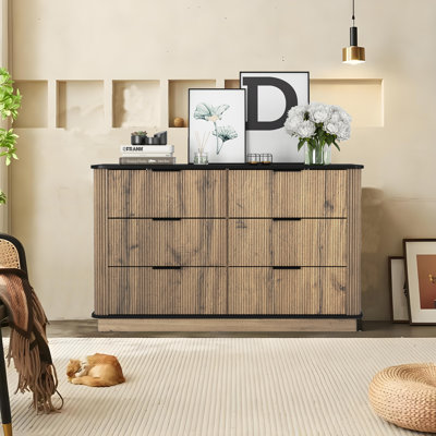 Ebern Designs Fluted Dresser For Bedroom With 6 Drawers, 47.24" Nature Wood Dressers Chest Of Drawers, Boho Double Dressers For Closet Wide Storage Organizer For Living Room, Hallway | Wayfair Ebern Designs Fluted Dresser For Bedroom With 6 Drawers, 47.24" Nature Wood Dressers Chest Of Drawers, Boho Double Dressers For Closet Wide Storage Organizer For Living Room, Hallway | Wayfair