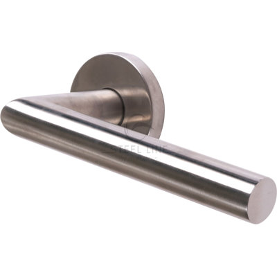 Heritage Brass Steel Line Door Handle Lever Latch on Round Rose Tubular Design