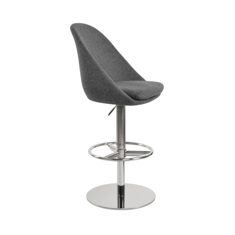 Tabouret Avanos, Gris foncé, Acier inoxydable poli