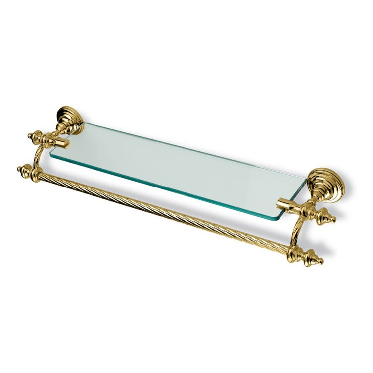 Giunone Bracket Shelf with Towel Bar, Gold