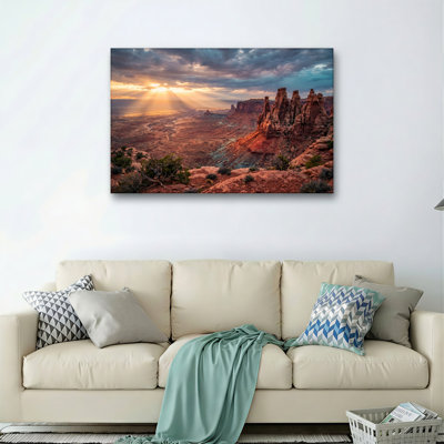 Desert Sunset Canvas Wall Art Oil Painting Print Set Of 1