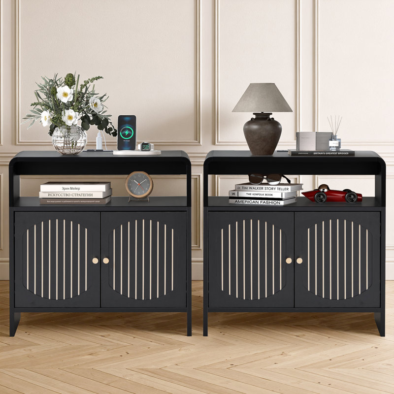 Table de bout avec station de charge, Black