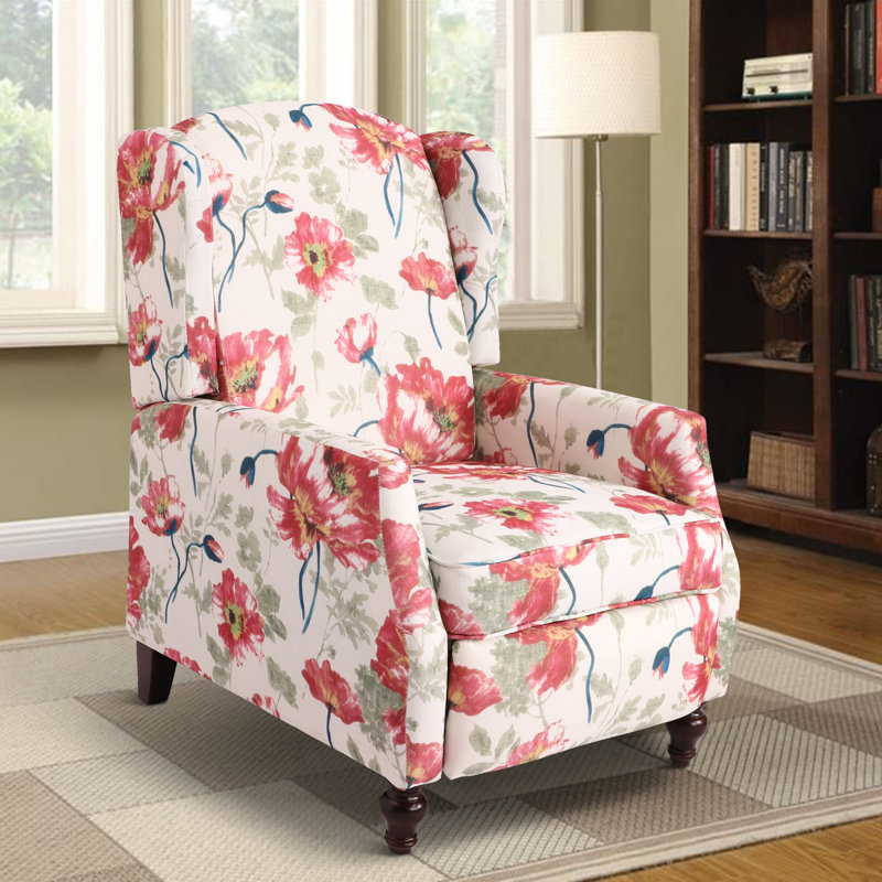 Fauteuil inclinable manuel 26,13 po Breandra, Rouge / crème 100% polyester