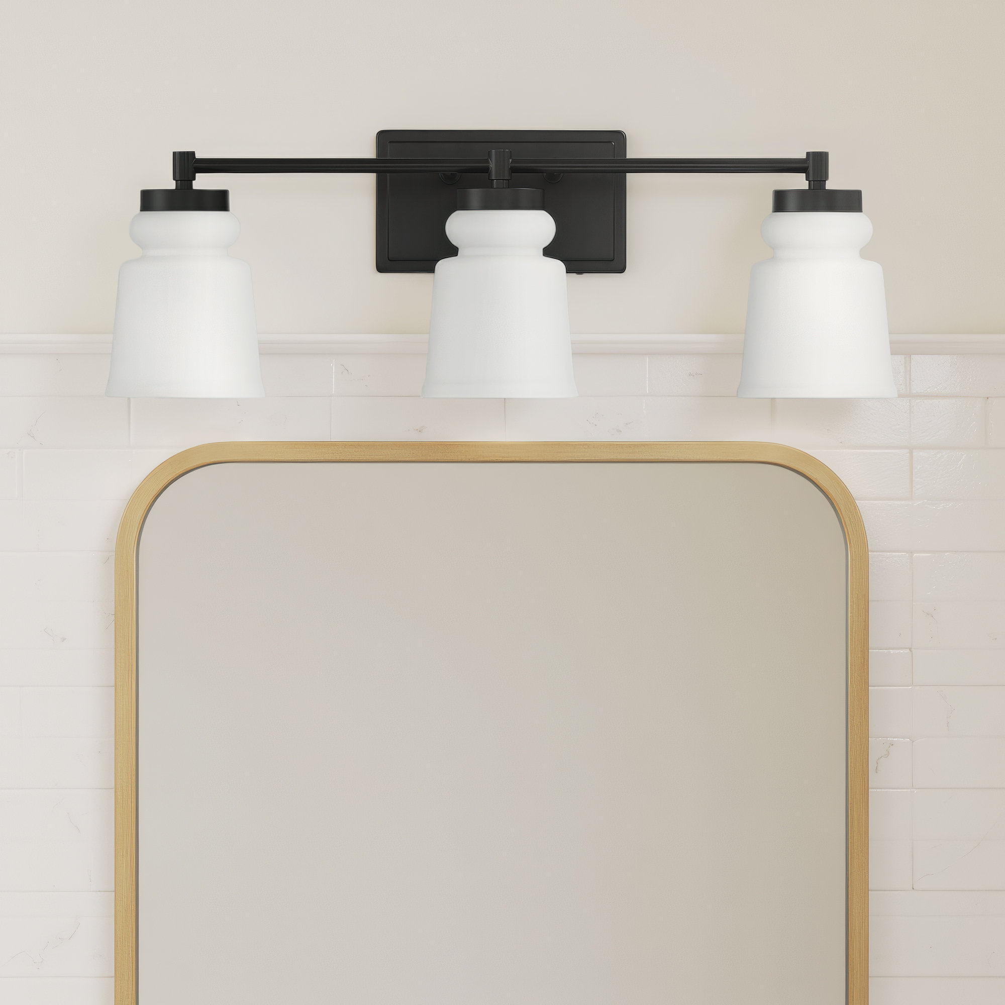 Gruene 3 Light Frosted Dimmable Vanity Light, Matte Black