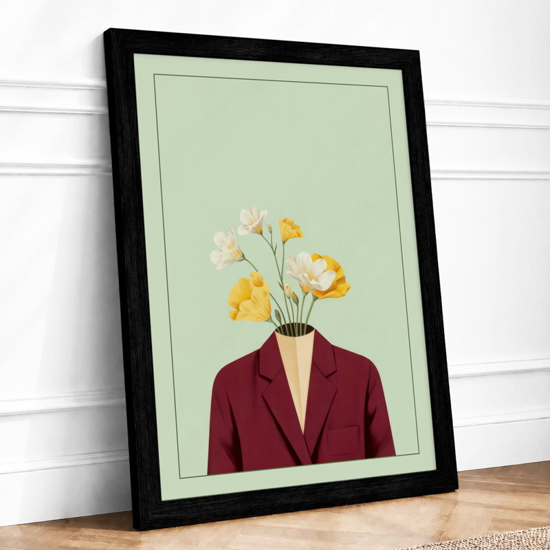 Blossom in Burgundy Eclectic - Framed Print, A2 - 59.4 x 42.0 cm, Black