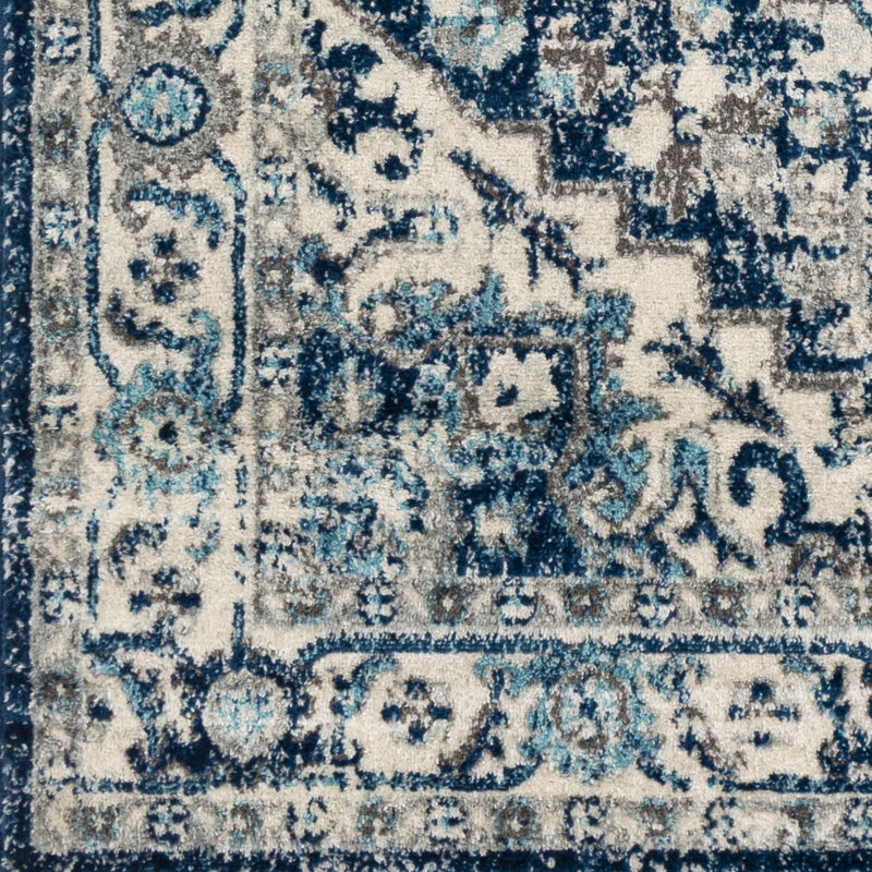 Stewie Power Loom Dark Blue Rug, Rectangle 5'3" x 7'3"