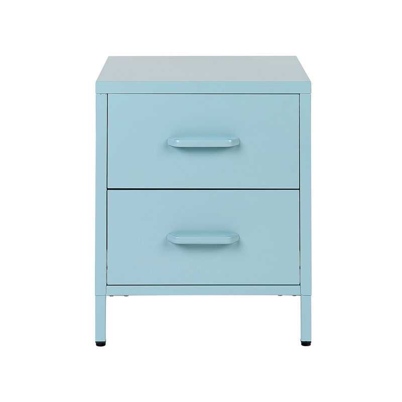Kymarie 43cm W Steel Bedside Table, Light Blue
