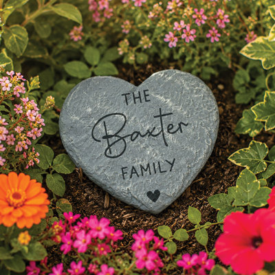Personalized Family Heart 4" Garden Stone
