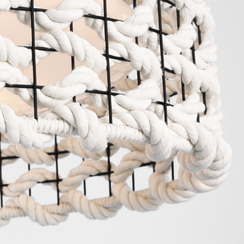 Catania 17" Flush Mount With Cream Braided Rope, Bronze