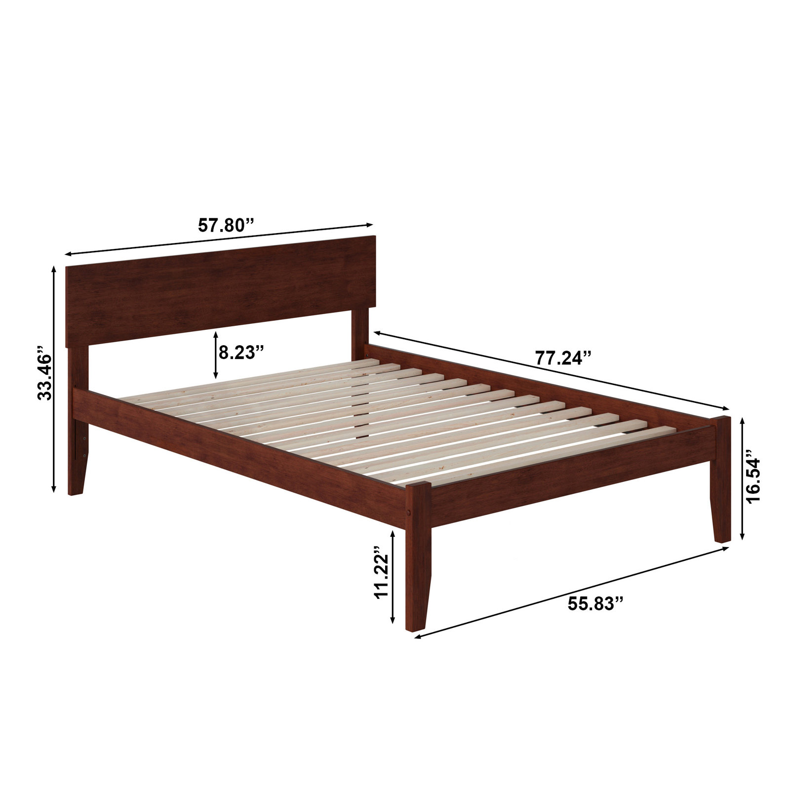Lampley Solid Wood Platform Bed, Full, Walnut