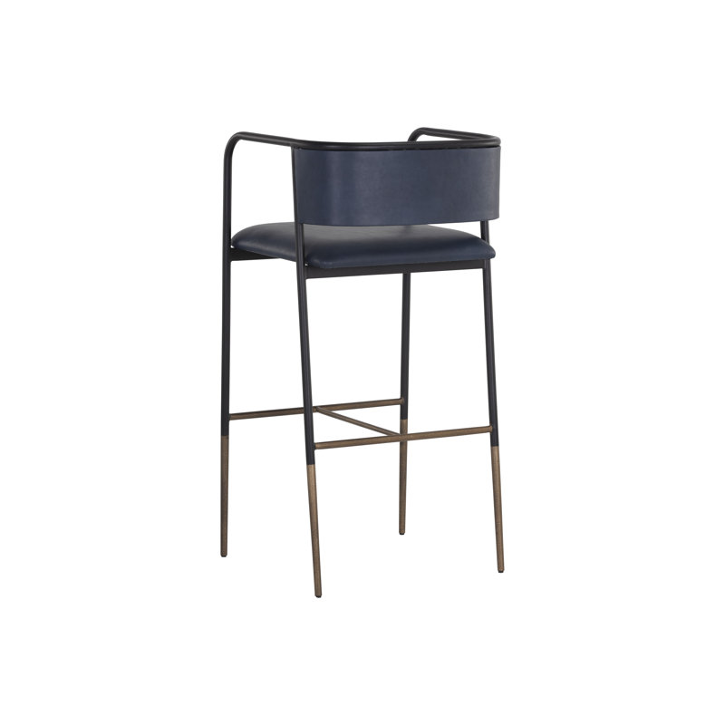 Brenan Upholstered Bar Stool with Metal Frame, Brown, Bar Stool (29.5” Seat Height)