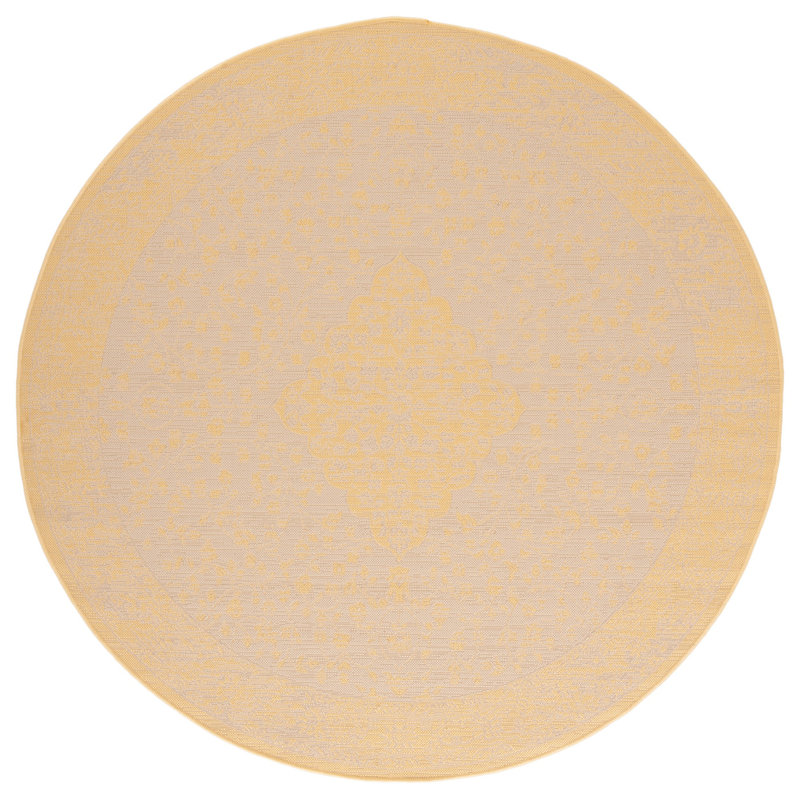 Soraya Beige/Gold Indoor / Outdoor Area Indoor/Outdoor Area Rug, Round 6'7"