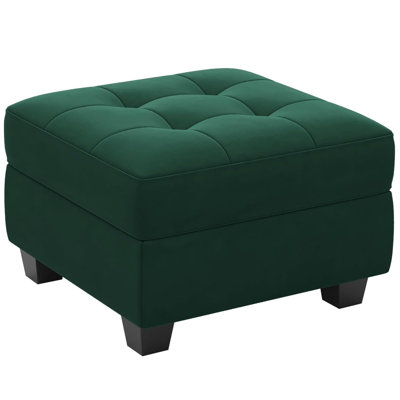 Repose-pieds rembourré en lin et velours Buckleton