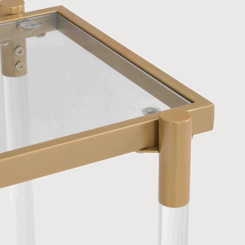 43'' Golden Glass and Metal Console Table with Storage