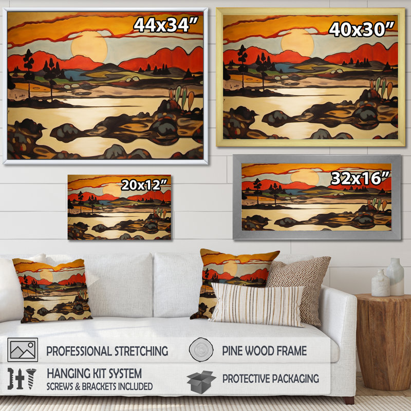 «Autumn Beauty Mountain Serenity», peinture, Cadre simple noir, H 16 po x l 32 po x P 1 po