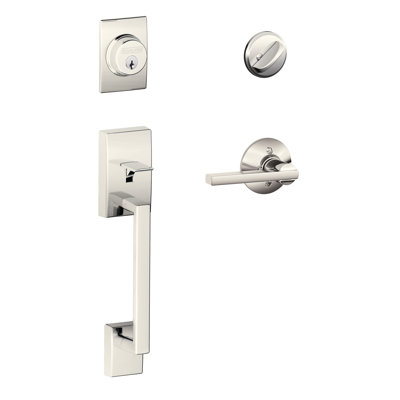 Century Handleset with Single Cylinder Deadbolt and Latitude Door Lever and Rosette