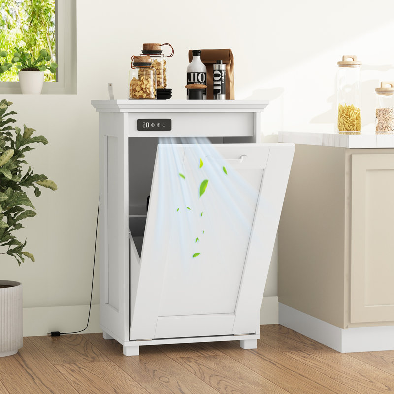 Armoire à poubelle blanche cachée avec désodorisant à l'ozone