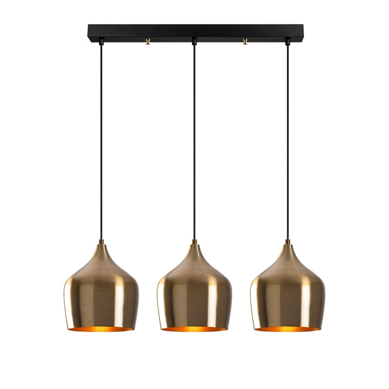 Lustre rétro élégant, structure en métal, 28,0 x 8,9 x 4,0 pouces | Hauteur réglable jusqu'à 48,8 pouces | 3 x douilles E27 (40 W maximum) | Design scandinave moderne | Parfait pour le salon, la salle à manger et le vestibule