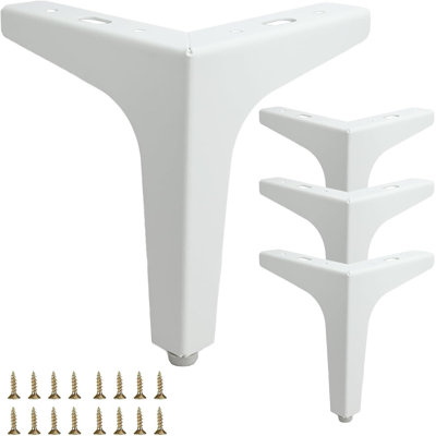 Ensemble de 4 pieds en métal de 6 pouces avec 4 pieds triangulaires robustes pour meuble télé, canapé, commode, armoire et meuble-lavabo, installation facile avec la quincaillerie incluse