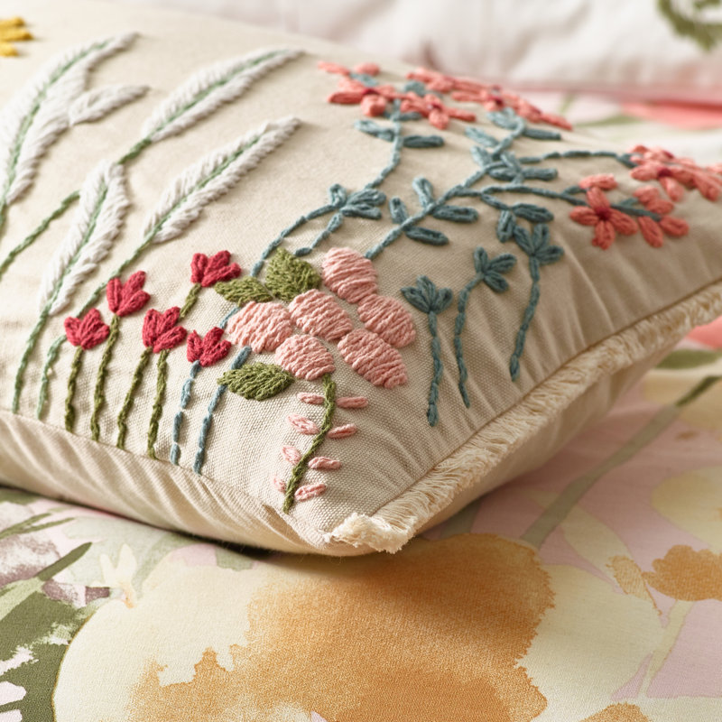 Countryside Floral Embellished Cushion