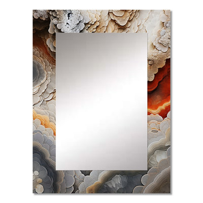 Beige And Peach Stone Geode Simplicity I - Stone Geode Mirror, Traditional Unique Wall Mirror, Printed Metal Art