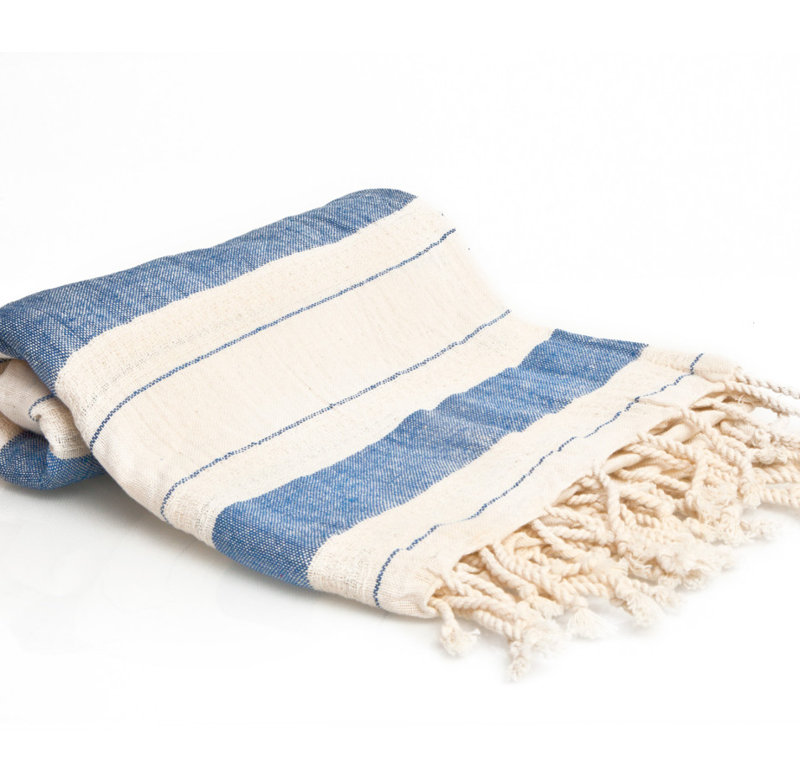 Serviette de plage en coton turc Pinckard, bleu