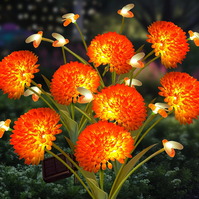 Ensemble de 4 lumières solaires de jardin avec fleurs