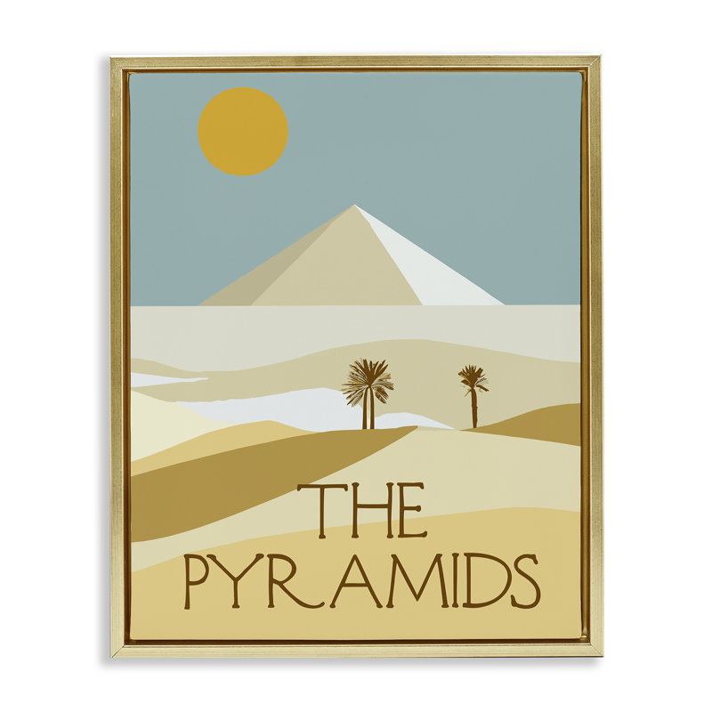 «Égyptian pyramides landmark» par Daphne Polselli, H 31 po x l 25 po, Cadre flottant métallique doré