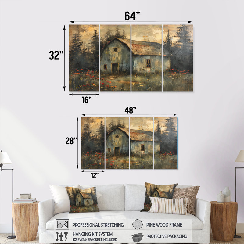 Ensemble de reproductions d'art murales grises et rouges, H 28 po x l 48 po