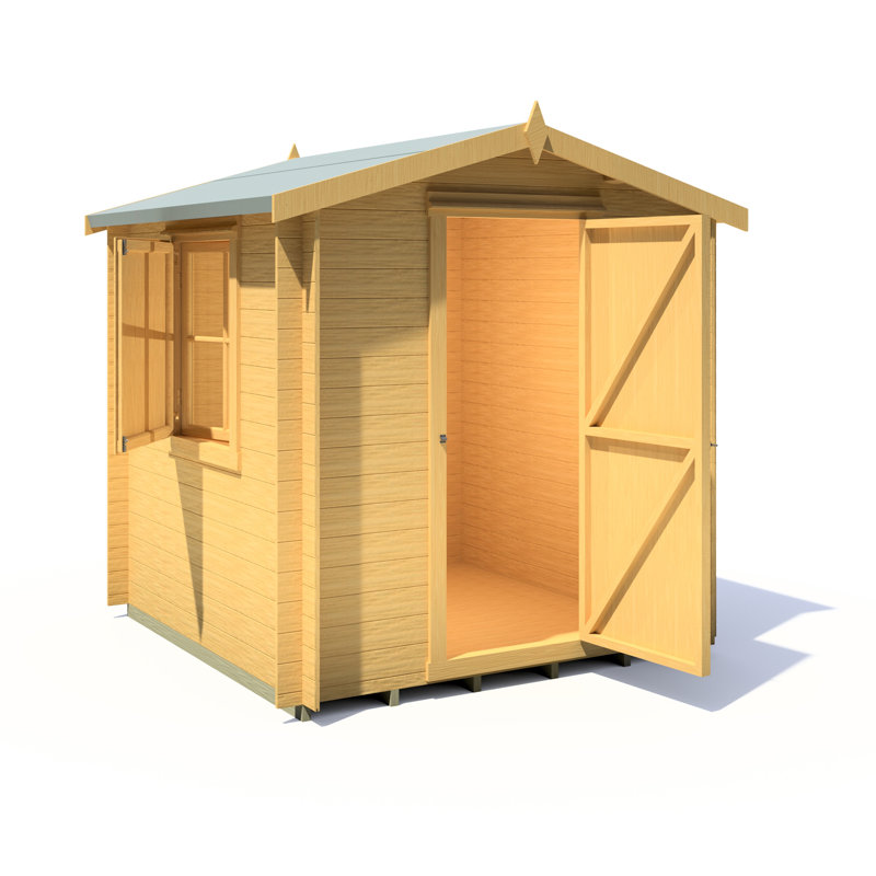 Roncade Log Cabin Wooden Shed, No, 7 ft W x 7 ft D