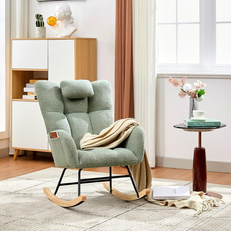 Chaise berçante rembourrée Teddy Teddy, Vert