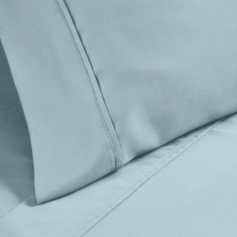 Superior 1200 Thread Count Wrinkle Resistant Cotton Blend Pillowcases, King, Light Blue