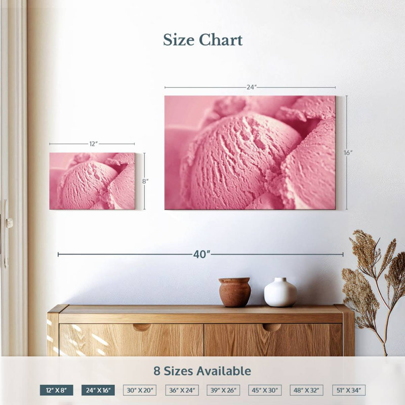 Crème glacée à la fraise Yarlin, H 16 po x l 24 po