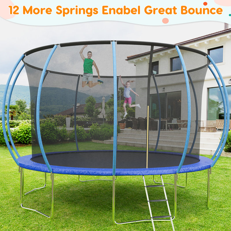 Babevy Round Backyard Trampoline with Safety Enclosure