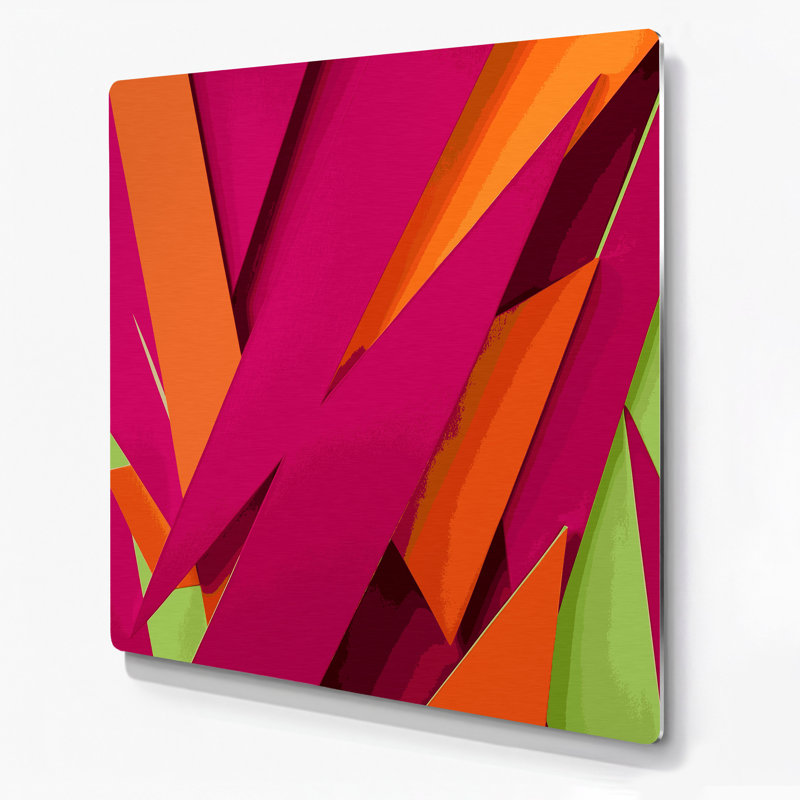 Art abstrait en métal rouge 19 formes abstraites, H 8 po x l 8 po