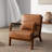 Jyrin 25.8" Wide Mid Century Upholstered Light Brown Faux Leather Solid Wood Accent Chair with an Extra Pillow-710261413-710261410