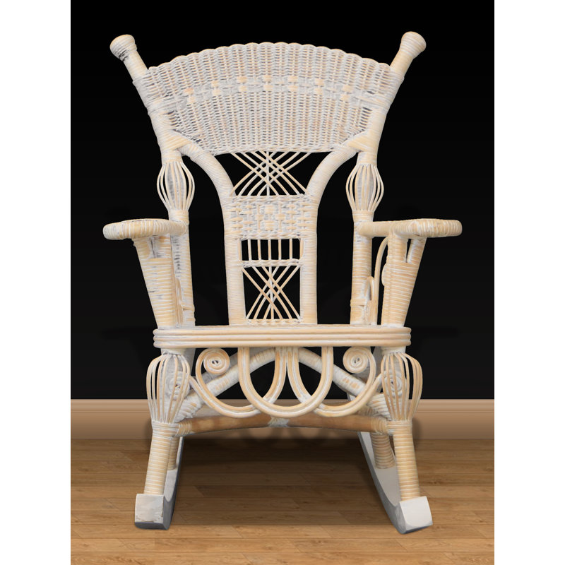 Chaise berçante en osier pour enfant Deas, Blanc délavé