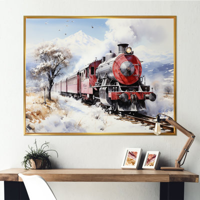 Rouge et blanc, magnifique train de campagne - train, art mural
