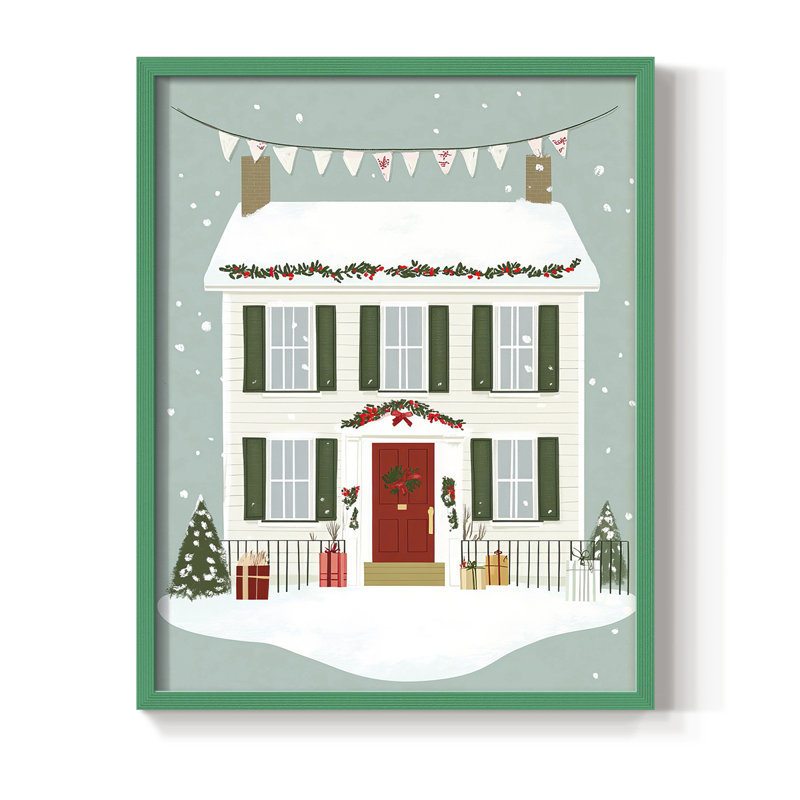 «Christmas Holiday», art encadré XXII, bois massif, 21" H x 17" W, Green