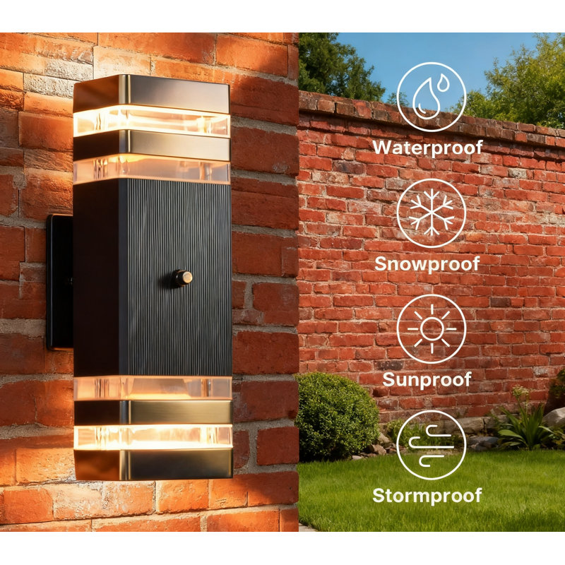 Dusk To Dawn Outdoor Wall Sconce Lights, Up And Down Waterproof Exterior Lighting With Automatic Sensor For Porch, Patio, Garage, Garden In Black
