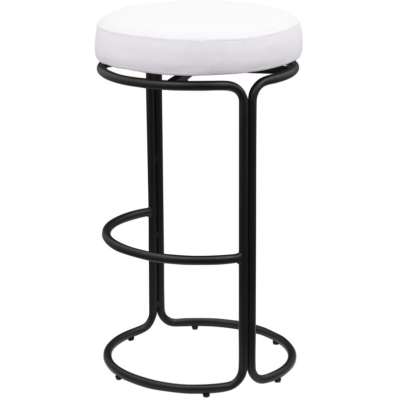 Tabouret de bar Skyelee, Crème végétalien en cuir