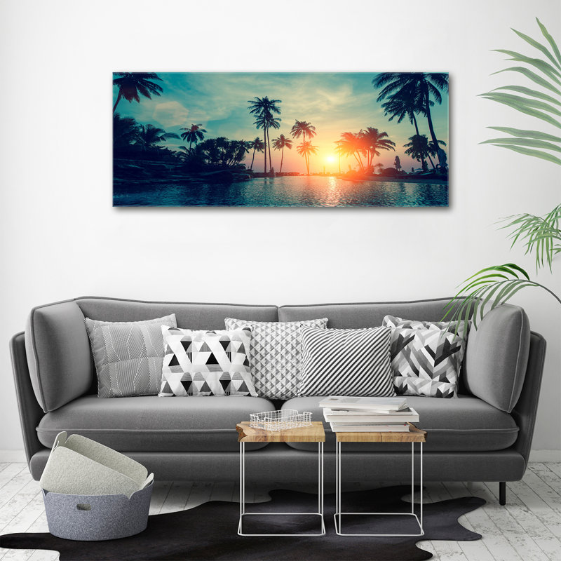 Sunset Palm Trees - Wrapped Canvas Print