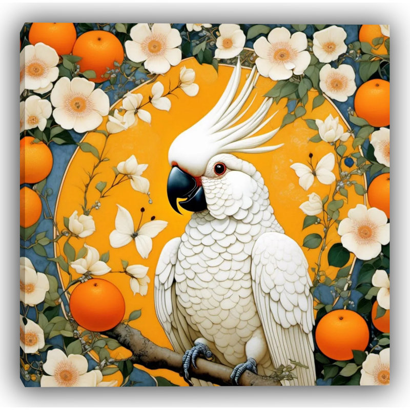 Citrus Majesty Cockatoo & Oranges Canvas Wall Art, 20" H x 20" W
