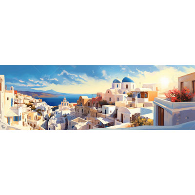 High View of Santorini - Coastal Contemporary Canvas Art